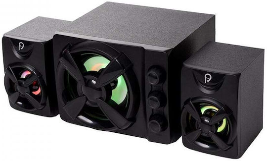Spacer SPB Thunder Ηχεία Υπολογιστή 2.1 με RGB Φωτισμό και Ισχύ 11W Μαύρα