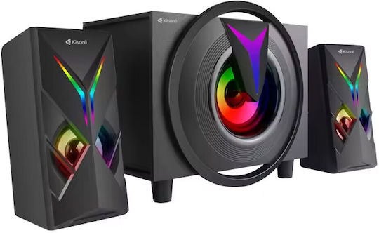 Kisonli TM-1000U 2.1 Speakers with RGB and Bluetooth 8W Black
