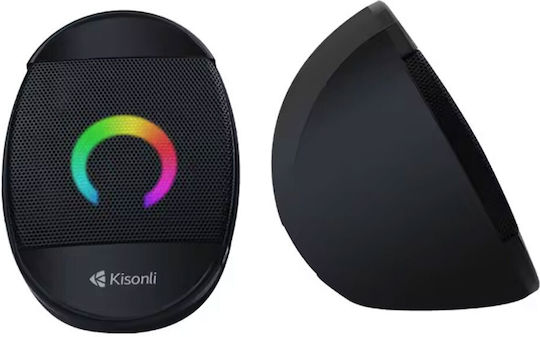 Kisonli L-7070 2.0 Speakers with RGB 3W Black