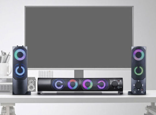 Blow MS-28 Ασύρματα Ηχεία Υπολογιστή 2.0 με RGB Φωτισμό Μαύρα