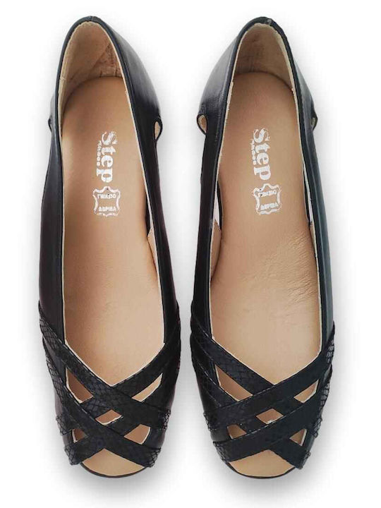 Pantofi cu Toc pentru Femei din Piele Step Greek Made Stepλ3 Negru Toc 4.5cm