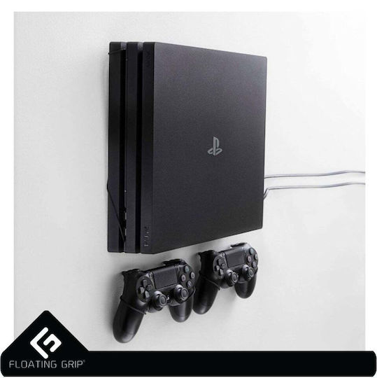 Floating Grip Wall Mount Bundle & 2x Controllers Charging Station for 2 controllers PS4 Black