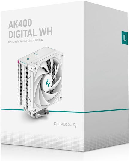 Deepcool AK400 Digital WH CPU Cooling Fan with ARGB for AM4/AM5/1200/115x/1700 Socket White