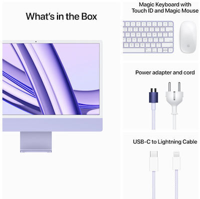 Apple iMac 24" 2023 (M3-8-Core/16GB/512GB SSD/10-Core GPU/macOS) Silver GR