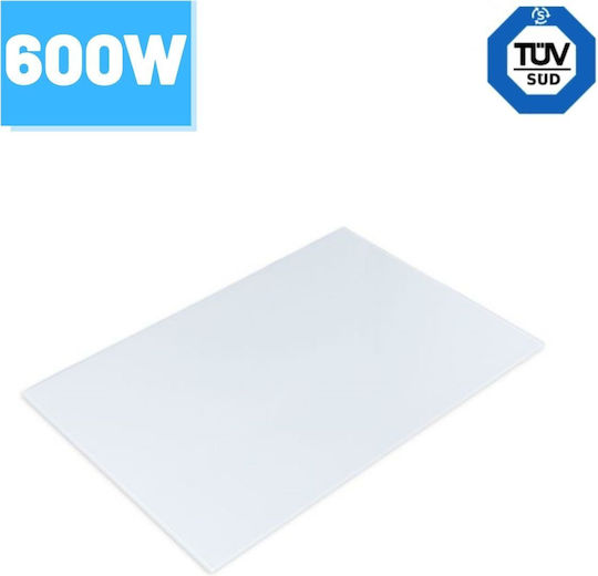 Panou de încălzire cu infraroșu Greenie 60x90cm 600w Sticlă Albă Garanție 5 Ani 11-15m2 Pgw600
