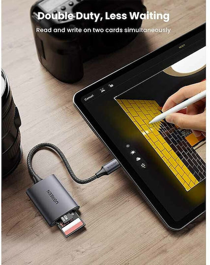 Ugreen CM401 Card Reader Type-C για SD/microSD Γκρι