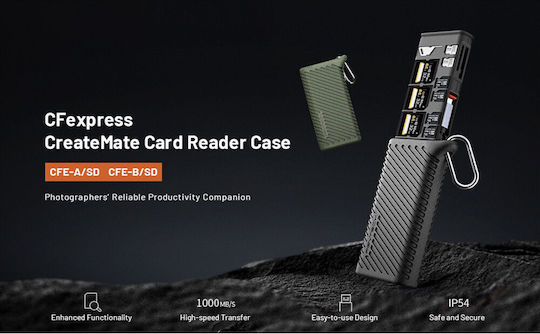 Pgytech Createmate Кутия за Четец на Карти Cfexpress Type B/SD Карта Черна