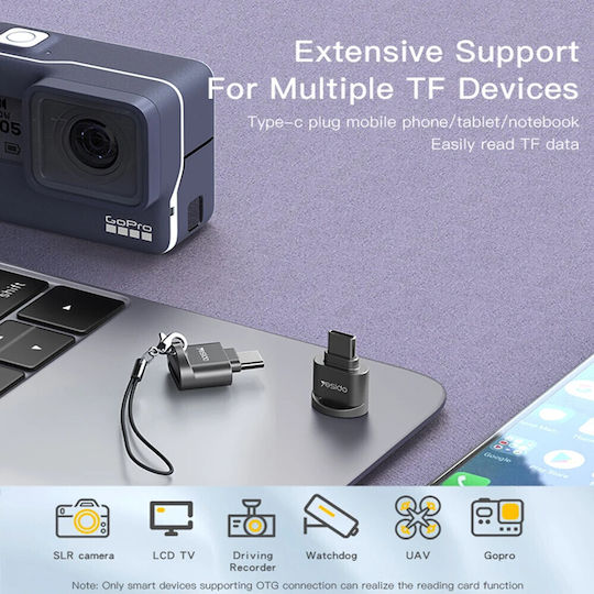 Yesido Gs19 Card Reader Type-C για microSD Γκρι