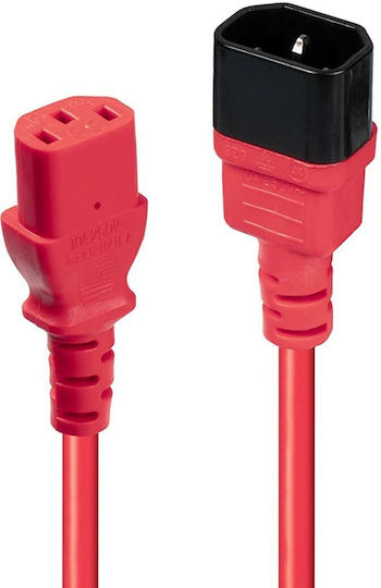 Lindy IEC C14 - IEC C13 Cable 1m Κόκκινο 30477
