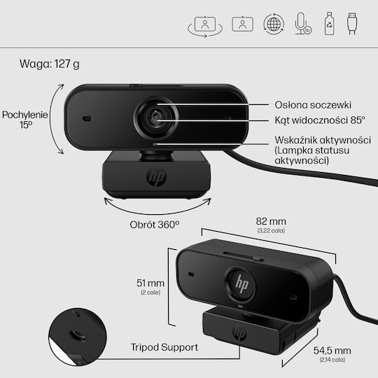 HP 430 Camera Web Full HD 1080p cu Autofocus 77B11AA