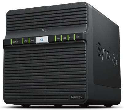 Synology DiskStation DS423+ NAS Tower with 4 slots for HDD/M.2/SSD and 2 Ethernet ports