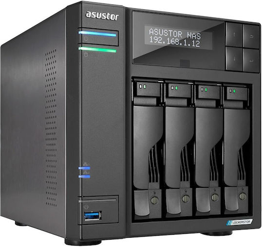 Asustor Lockerstor 4 Gen2 (AS6704T) NAS Tower με 4 θέσεις για HDD/M.2/SSD και 2 θύρες Ethernet