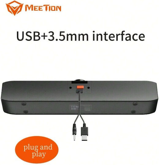 Meetion SP1001 Ασύρματα Ηχεία Υπολογιστή 2.0 με RGB Φωτισμό και Bluetooth Μαύρα