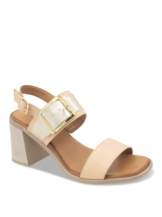 A.NI.MA Leder Damen Sandalen in Beige Farbe