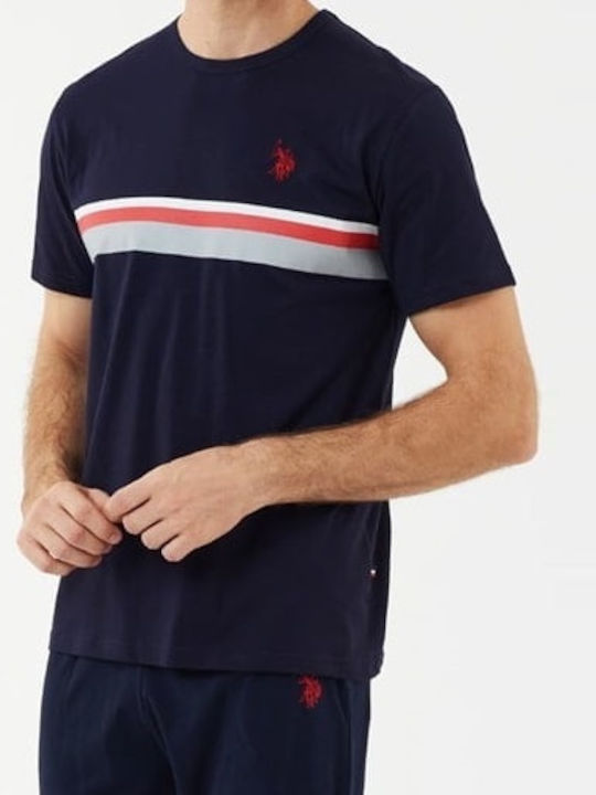 U.s Polo Assn Ανδρική Βαμβακερή Κοντομάνικη Πιτζάμα Stripes