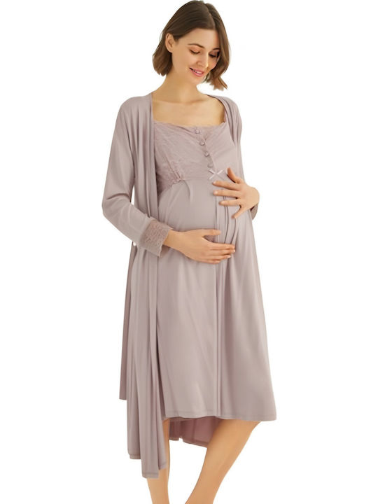 Monamise Nightgown Maternity & Nursing Gray
