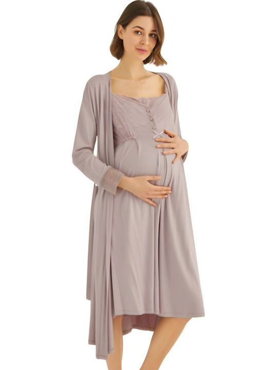 Monamise Nightgown Maternity & Nursing Gray