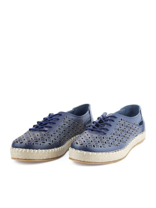Safe Step Women's Navy Leather Anatomical Espadrille with Laces