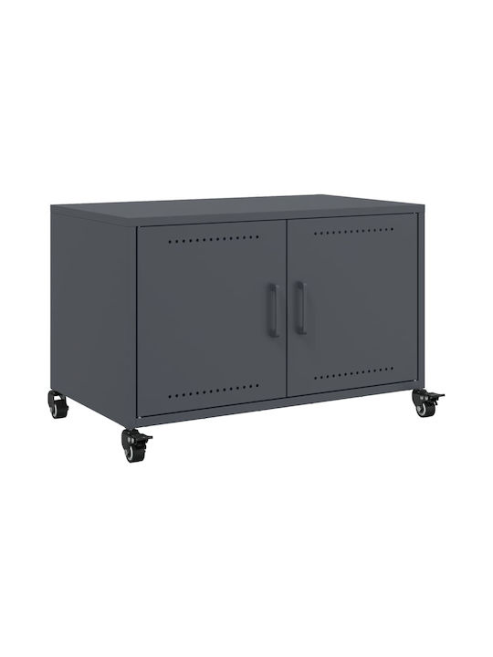 Stand TV Metalic Cu Roți Antracit L68xA39xÎ43.5cm
