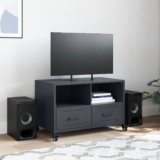 TV-Ständer Aus Metall Mit Rädern Anthrazit M68xT39xH43,5cm