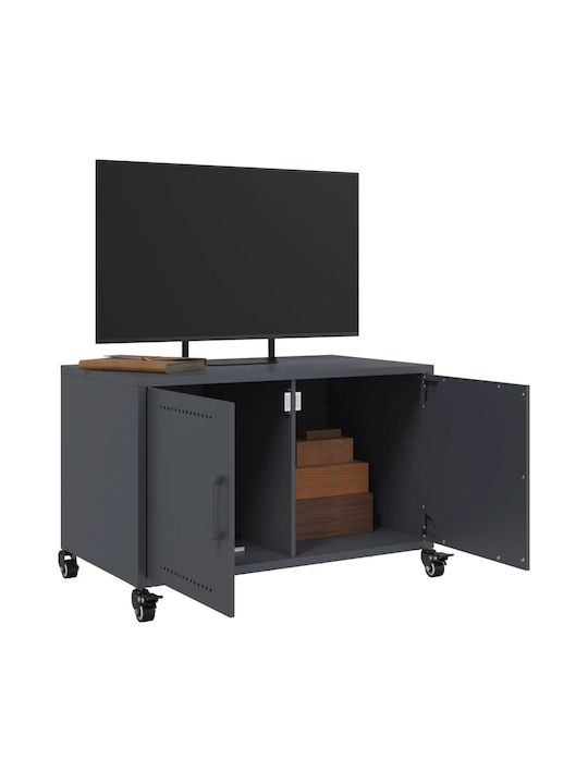 Stand TV Metalic Cu Roți Antracit L68xA39xÎ43.5cm