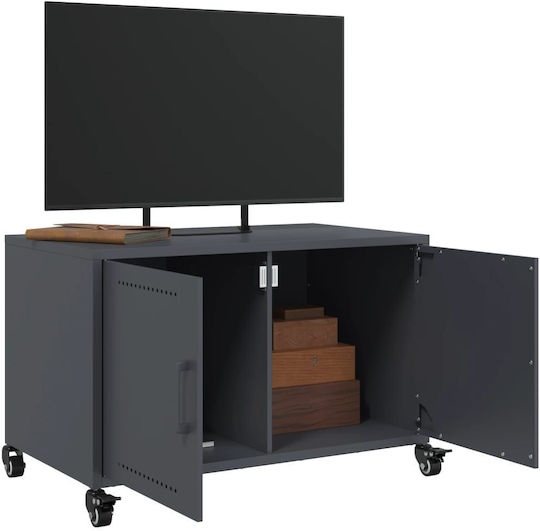 TV-Ständer Metall mit Rädern Anthrazit M68xT39xH43,5cm