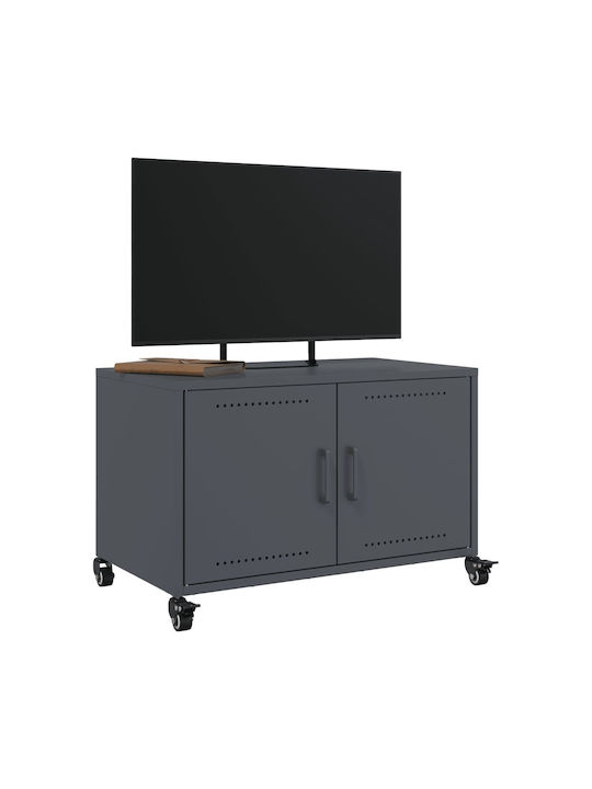 Stand TV Metalic Cu Roți Antracit L68xA39xÎ43.5cm