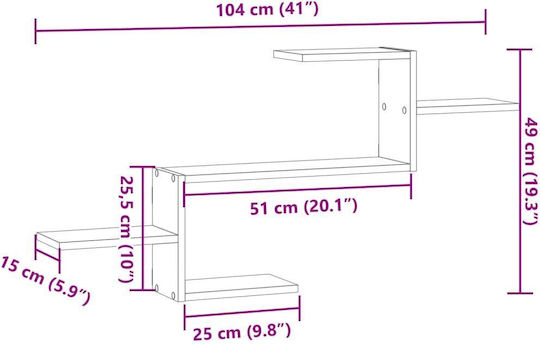 Wandregal Braune 104x15x49cm