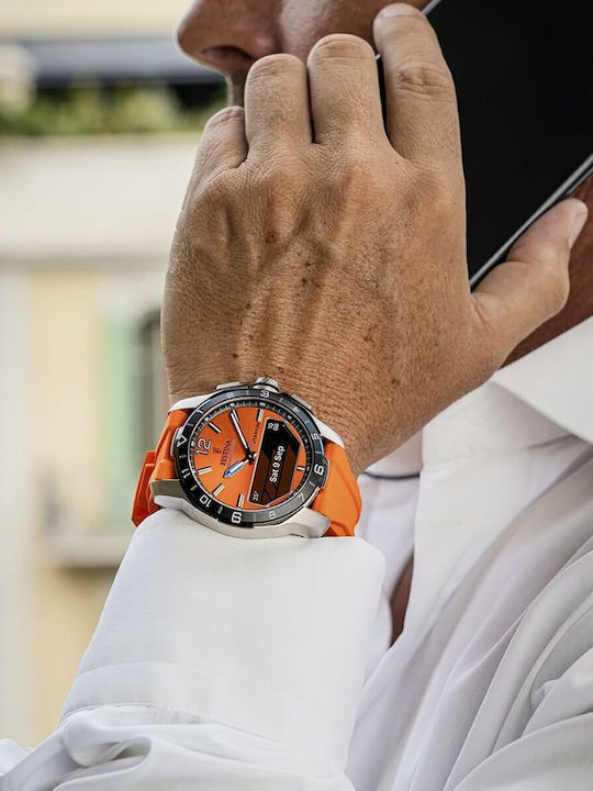 Festina Digital Men's Watch Chronograph Battery with Orange Rubber Strap