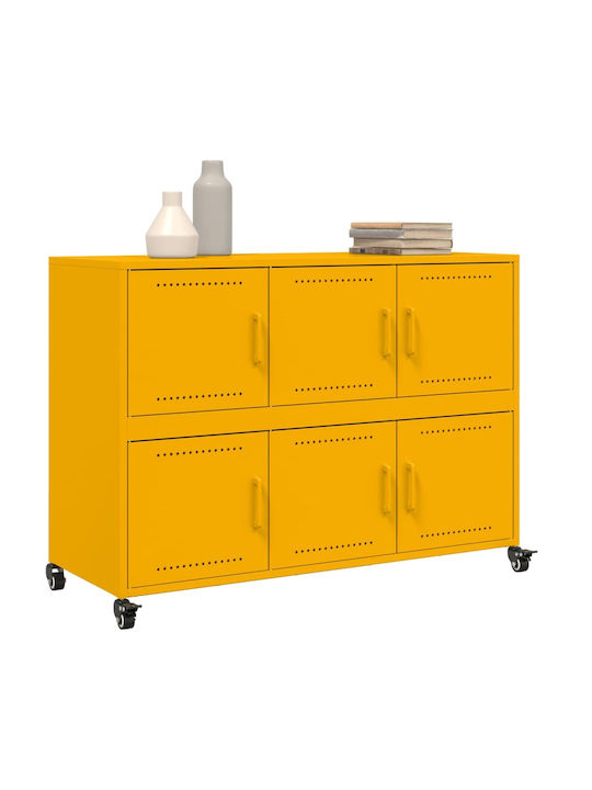 Office Storage Metal Cabinet Μουσταρδί, Κίτρινο L100.5xW39xH72cm