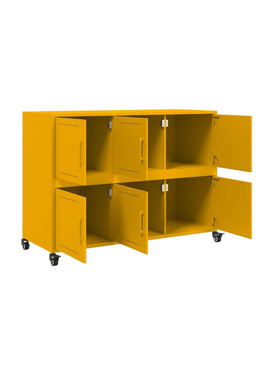 Office Storage Metal Cabinet Μουσταρδί, Κίτρινο L100.5xW39xH72cm
