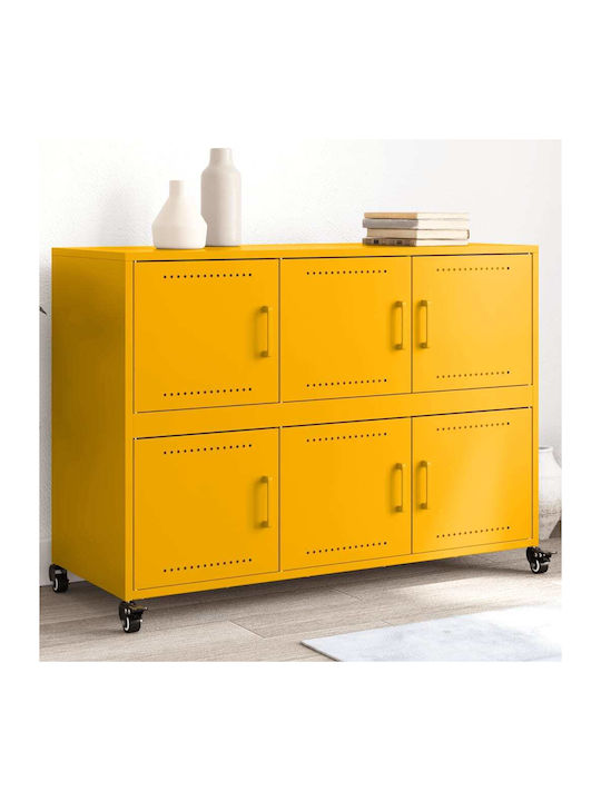 Office Storage Metal Cabinet Μουσταρδί, Κίτρινο L100.5xW39xH72cm