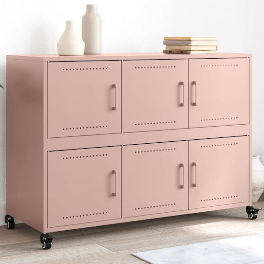 Metal Pink Office Cabinet 100.5x39x72cm