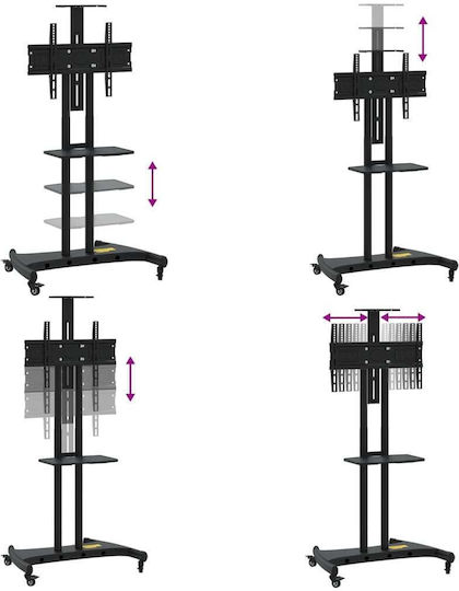 vidaXL 379578 Βάση Τηλεόρασης Δαπέδου με Βραχίονα Μαύρο