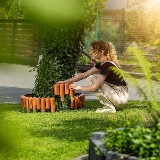 Kadax Gartenrand Begrenzungszaun 5m Rasenkante Terrakotta Kunststoff