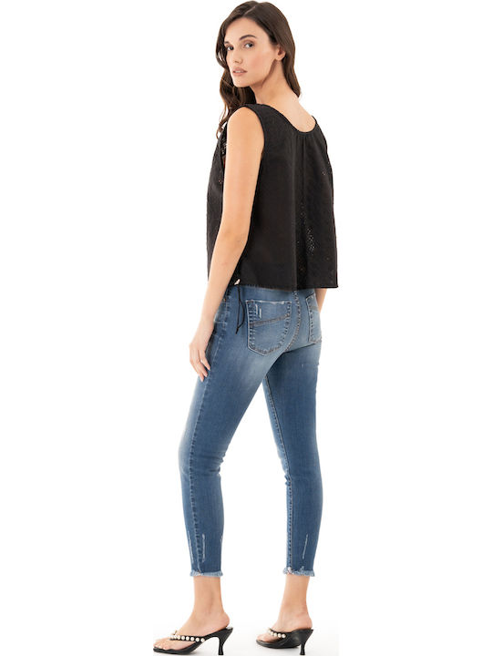 Women's Blouse Cotton Sleeveless Embroidery
