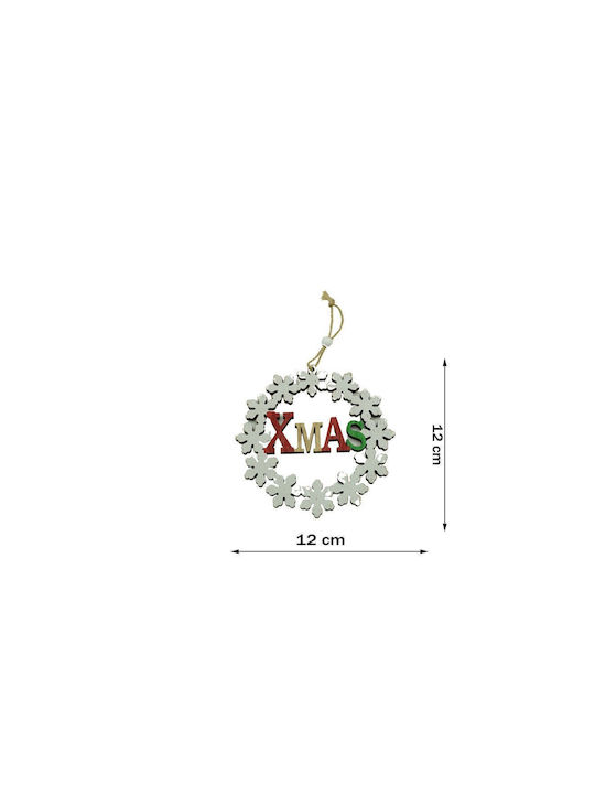 Hanging Ornament Wreath Wooden Multicolour 12x12cm