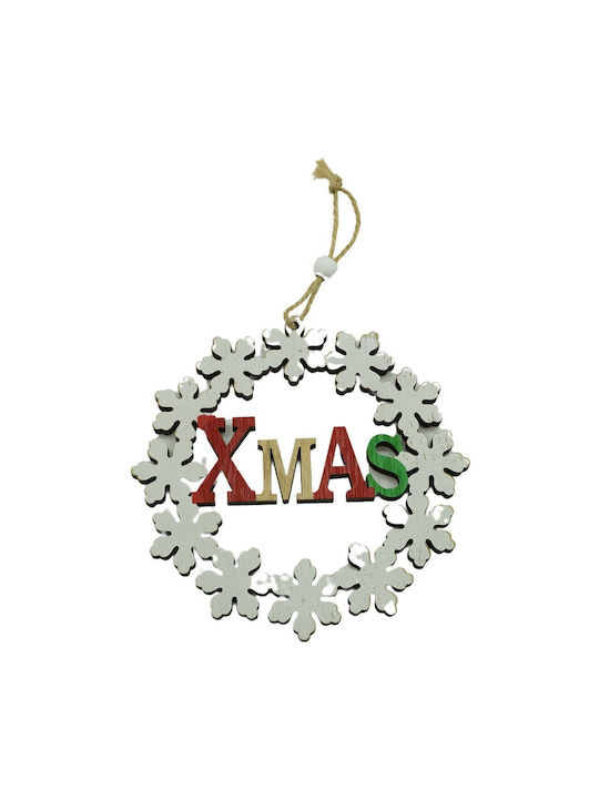 Hanging Ornament Wreath Wooden Multicolour 12x12cm