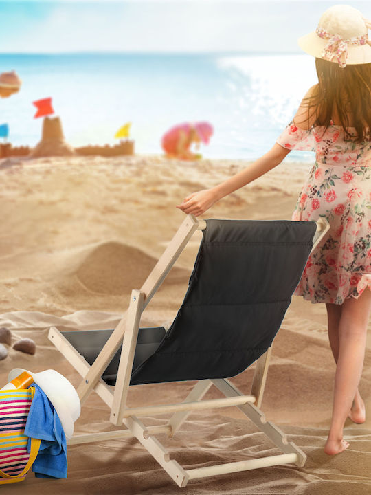 Deckchairs Wooden with Black Fabric
