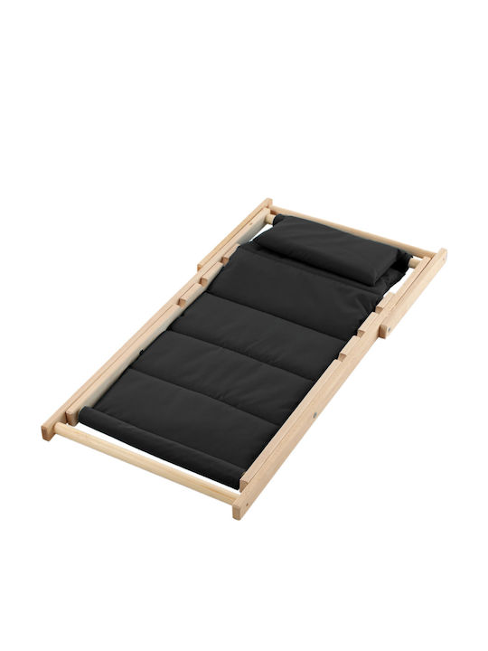 Deckchairs Wooden with Black Fabric