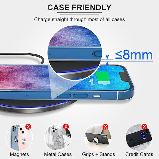 Techsuit Wireless Charger (Qi Pad) 15W Blacks (CHWR031)