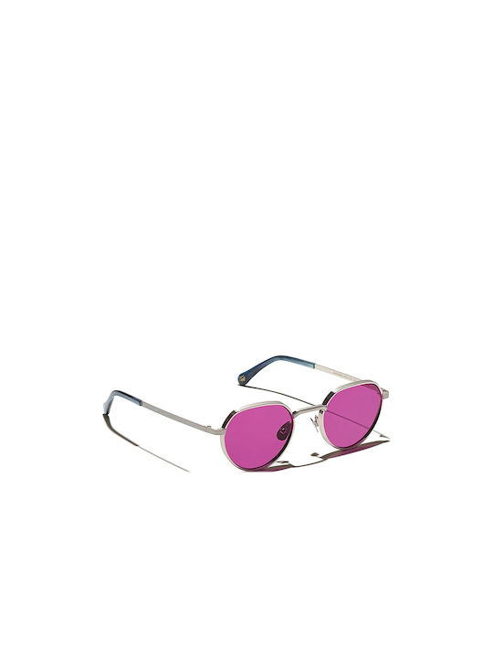 Moscot Smendrik Sunglasses with Silver Plastic Frame and Purple Mirror Lens SMENDRIK SILVER