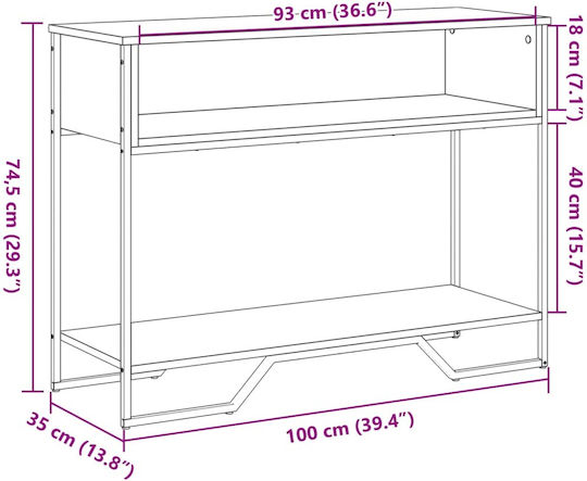 Konsole Smoky Oak L100xB35xH74.5cm