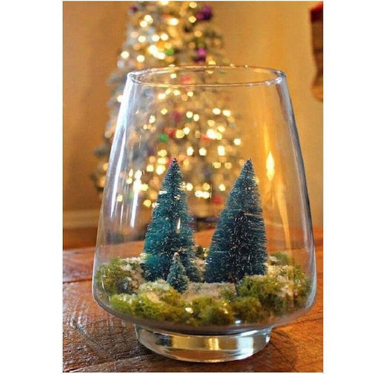 Christmas Decorative Snowy Wood Tree 30cm Green