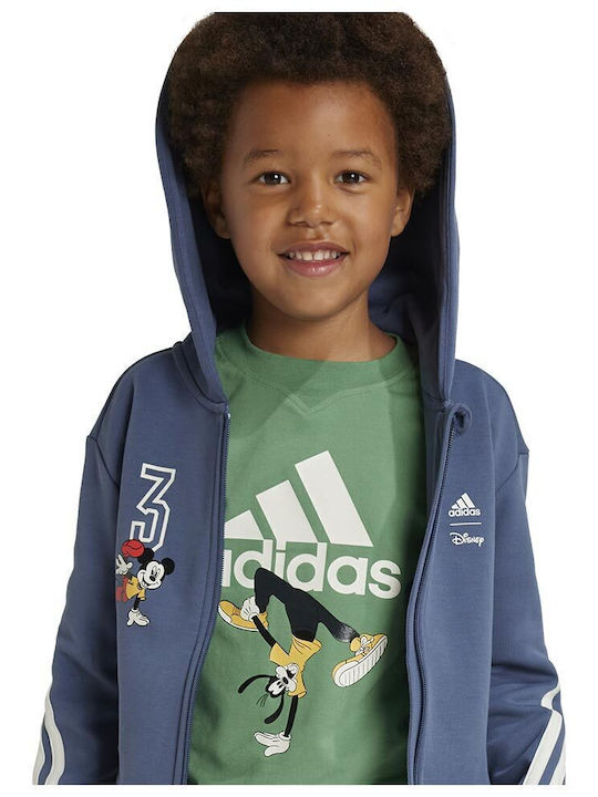 Kinder-Sweatshirt Strickjacke mit Kapuze und Taschen Blau