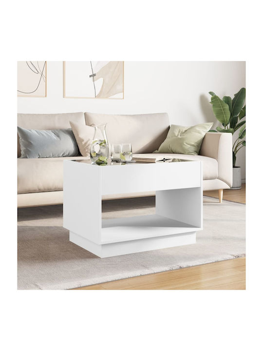 Rectangular Side Table Glass with LED White L70xW50xH50cm.