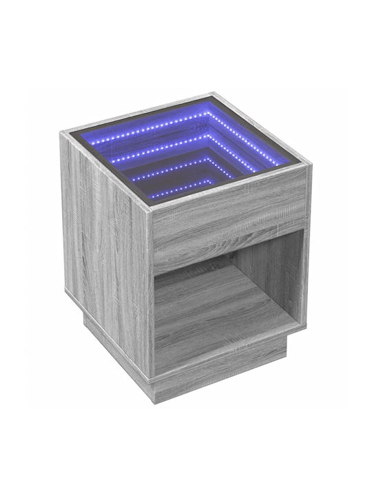 Square Side Table Glass with LED Grey Sonoma L40xW40xH50cm.