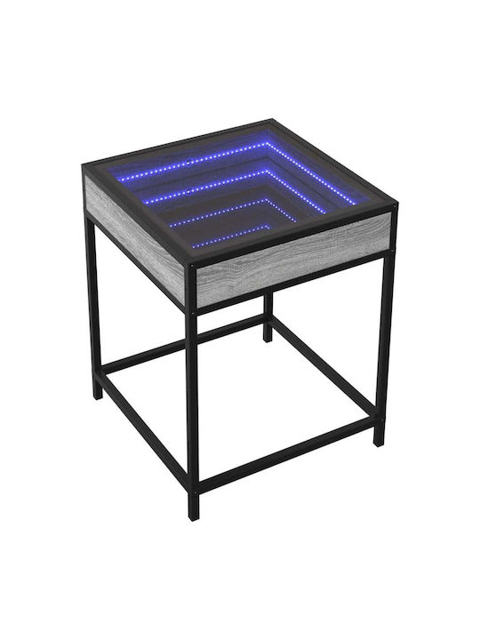 Square Side Table Glass with LED Grey Sonoma L40xW40xH51cm.