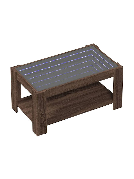 Rectangular Coffee Table Glass with LED Oaks L93xW53xH45cm.