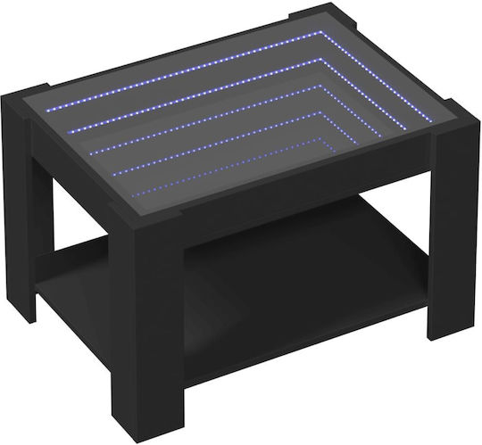Masă Laterală Rectangulară Neagră Din Sticlă M73xL53xÎ45cm